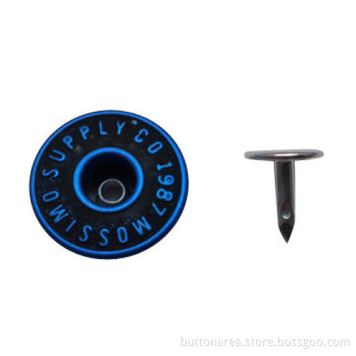 Open Top Brass Jeans Button with Single Pin, Anodized Plating